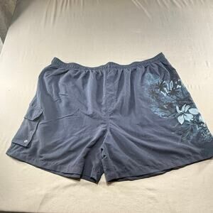 Puritan Men’s 3X Navy Blue Swim Trunks Floral Graphic Beach Board Shorts